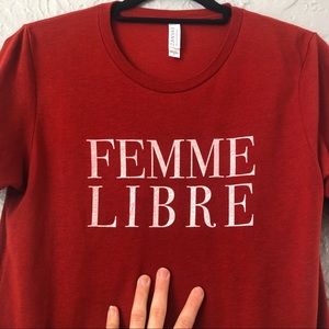Femme Libre rust red t-shirt, designed by Oceanné, size Small